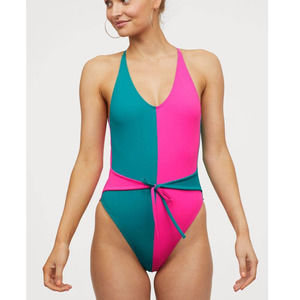 Stranger Things Divided - 80's High Cut Color Block One Piece Swim Suit Size 10